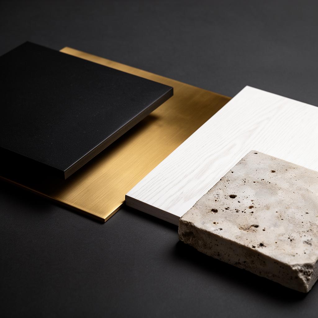 Material selections on a charcoal surface